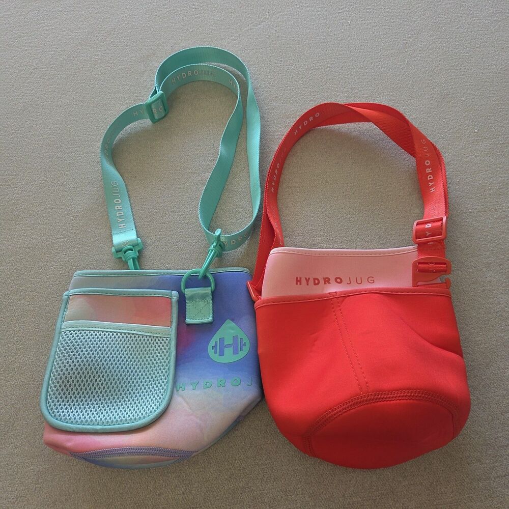 2 HydroJug Bottle Sleeve Cover And Strap 73 Oz Red Pink Multicolor Purple Green